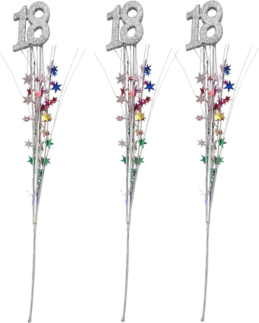 Multicolor Stars 18th Milestone Onion Grass Spray Picks, 3 Pieces