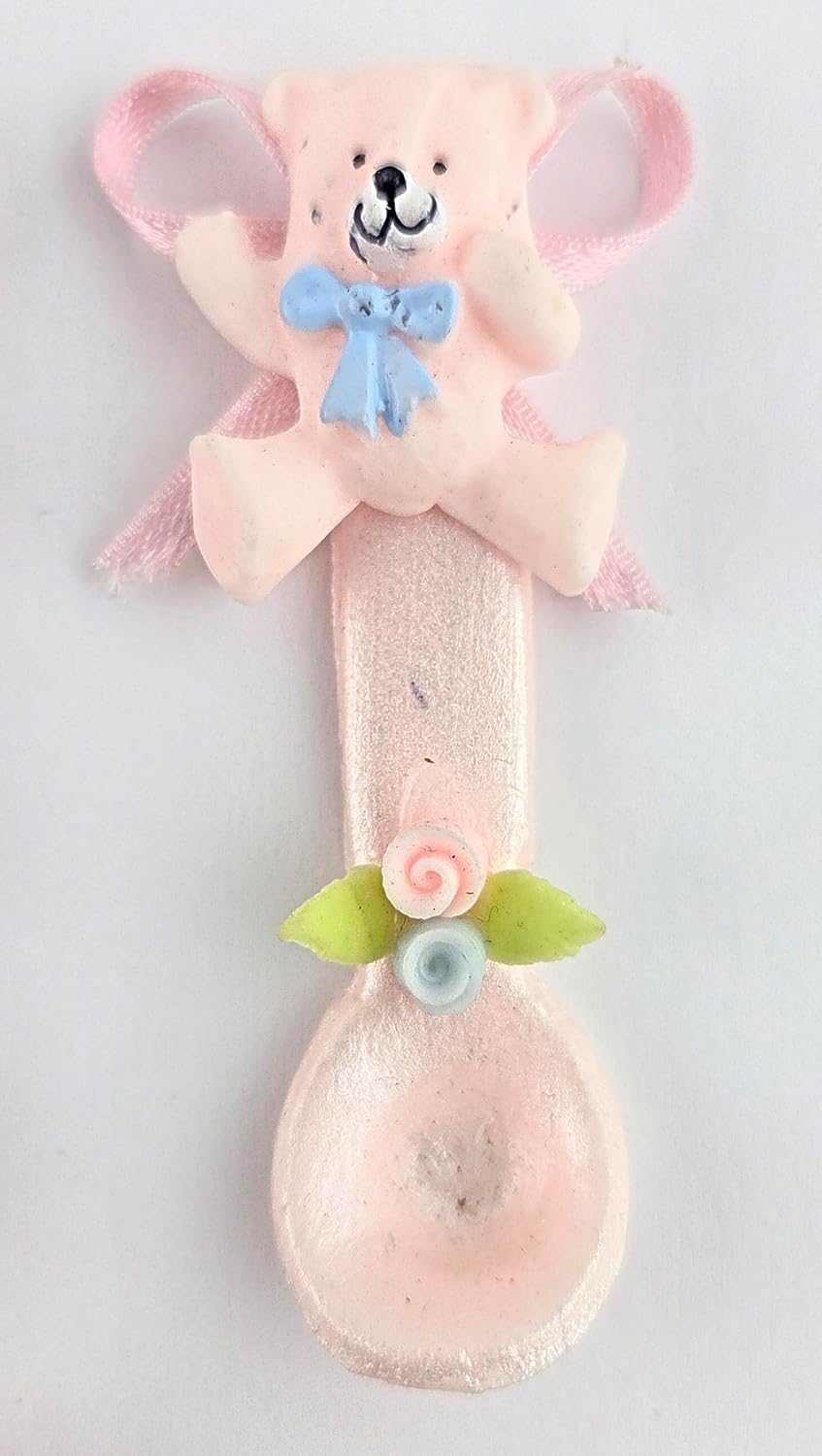 Party Favors Plus Cold Porcelain Tiny Bear Mini Spoon Figurines Pink Blue 7 Count