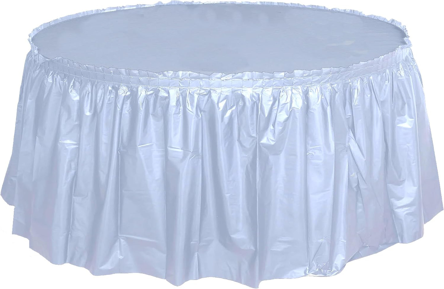 Party Favors Plus Light Blue Plastic Tablecloth 84 Inch Round with 2 Table Skirts 3 Piece Set
