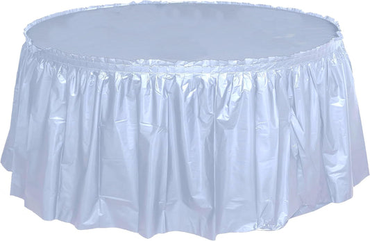 Party Favors Plus Light Blue Plastic Tablecloth 84 Inch Round with 2 Table Skirts 3 Piece Set