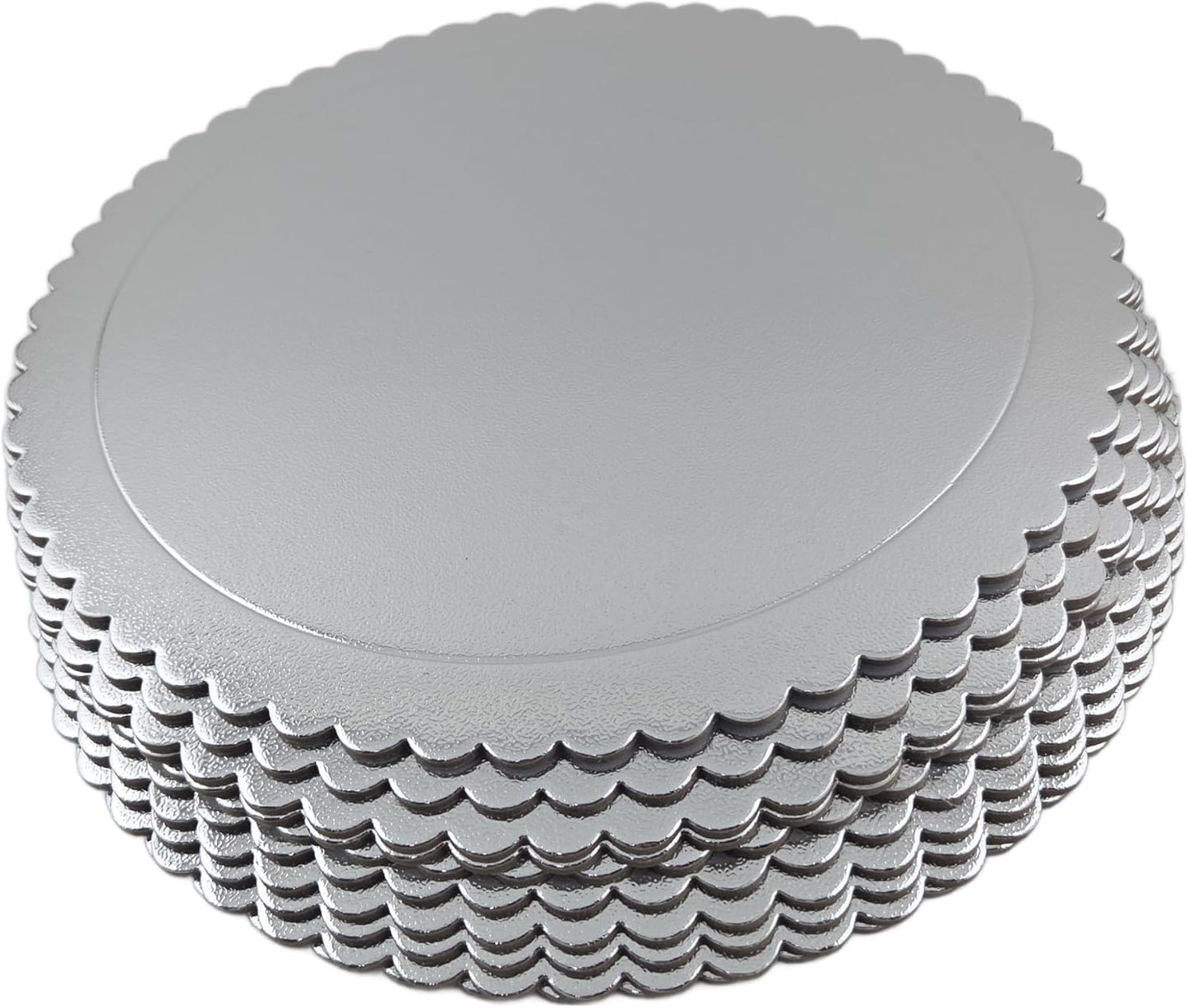 Party Favors Plus Silver Round Cake Boards Scalloped Edge Heavy Duty 12 Inch 5 Count