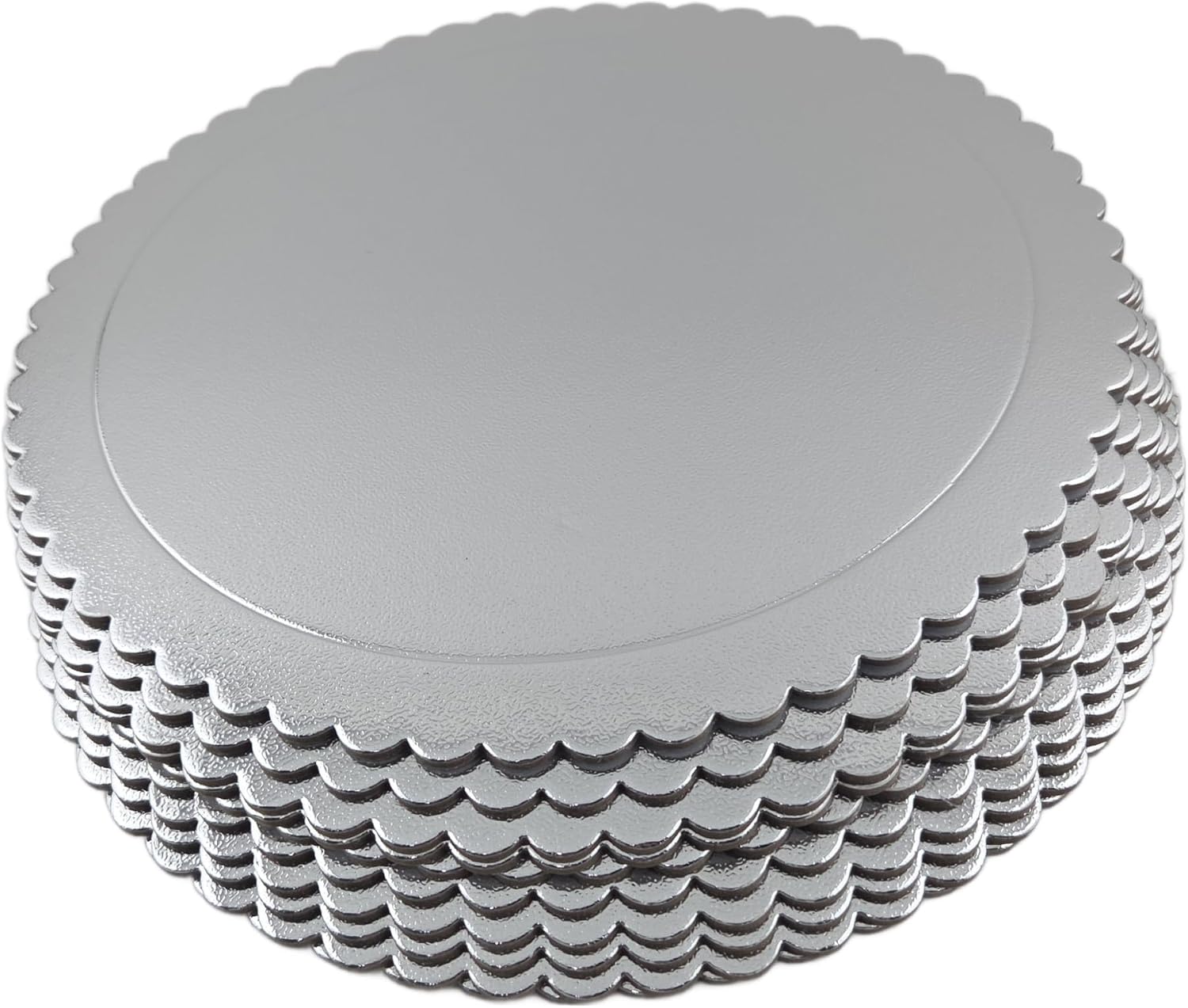 Party Favors Plus Silver Round Cake Boards Scalloped Edge Heavy Duty 12 Inch 5 Count