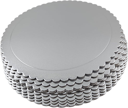 Party Favors Plus Silver Round Cake Boards Scalloped Edge Heavy Duty 12 Inch 10 Count
