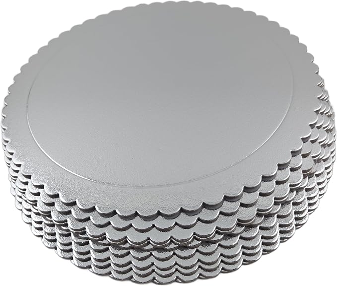 Party Favors Plus Silver Round Cake Boards Scalloped Edge Heavy Duty 12 Inch 5 Count