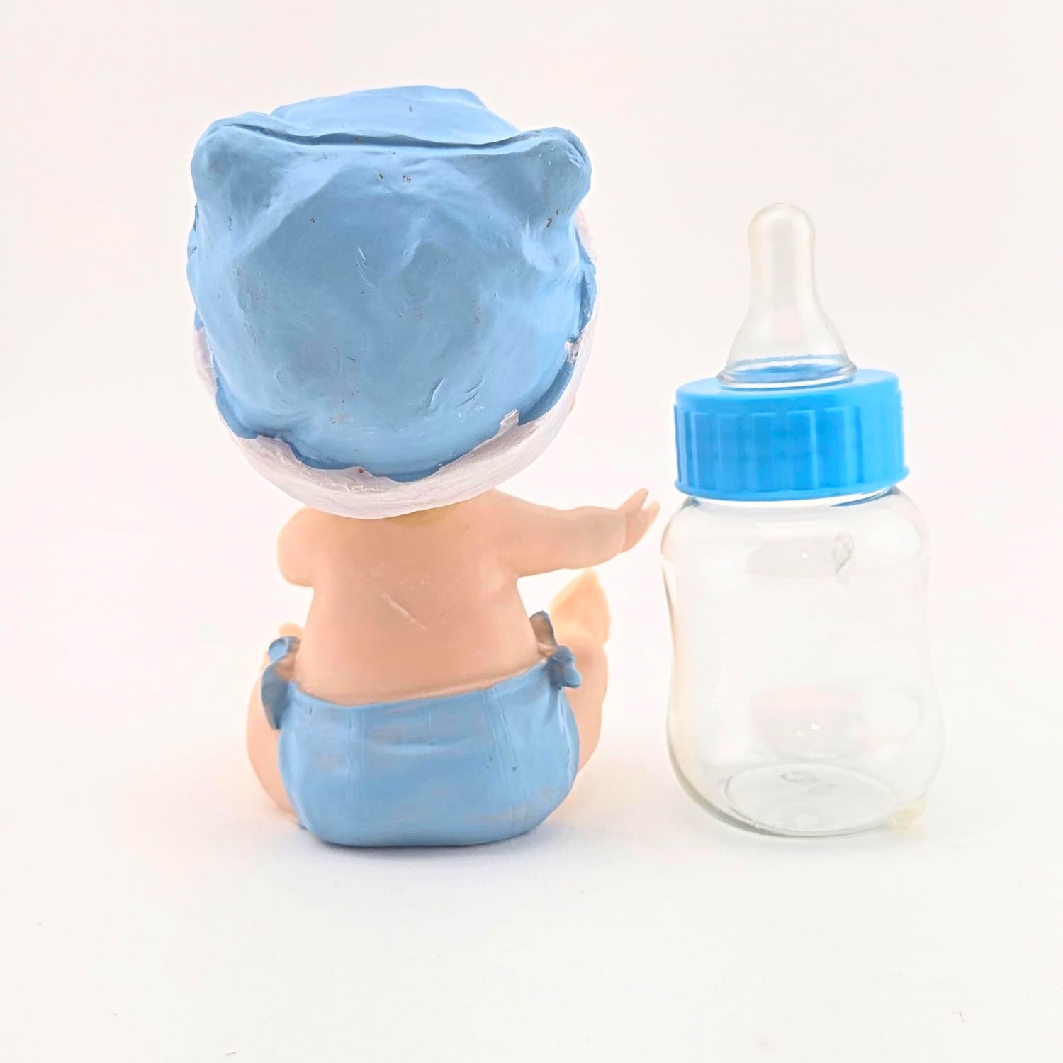 Party Favors Plus Pink White Polyresin Baby Girl Figurine with Fillable Bottle 5.5 Inch