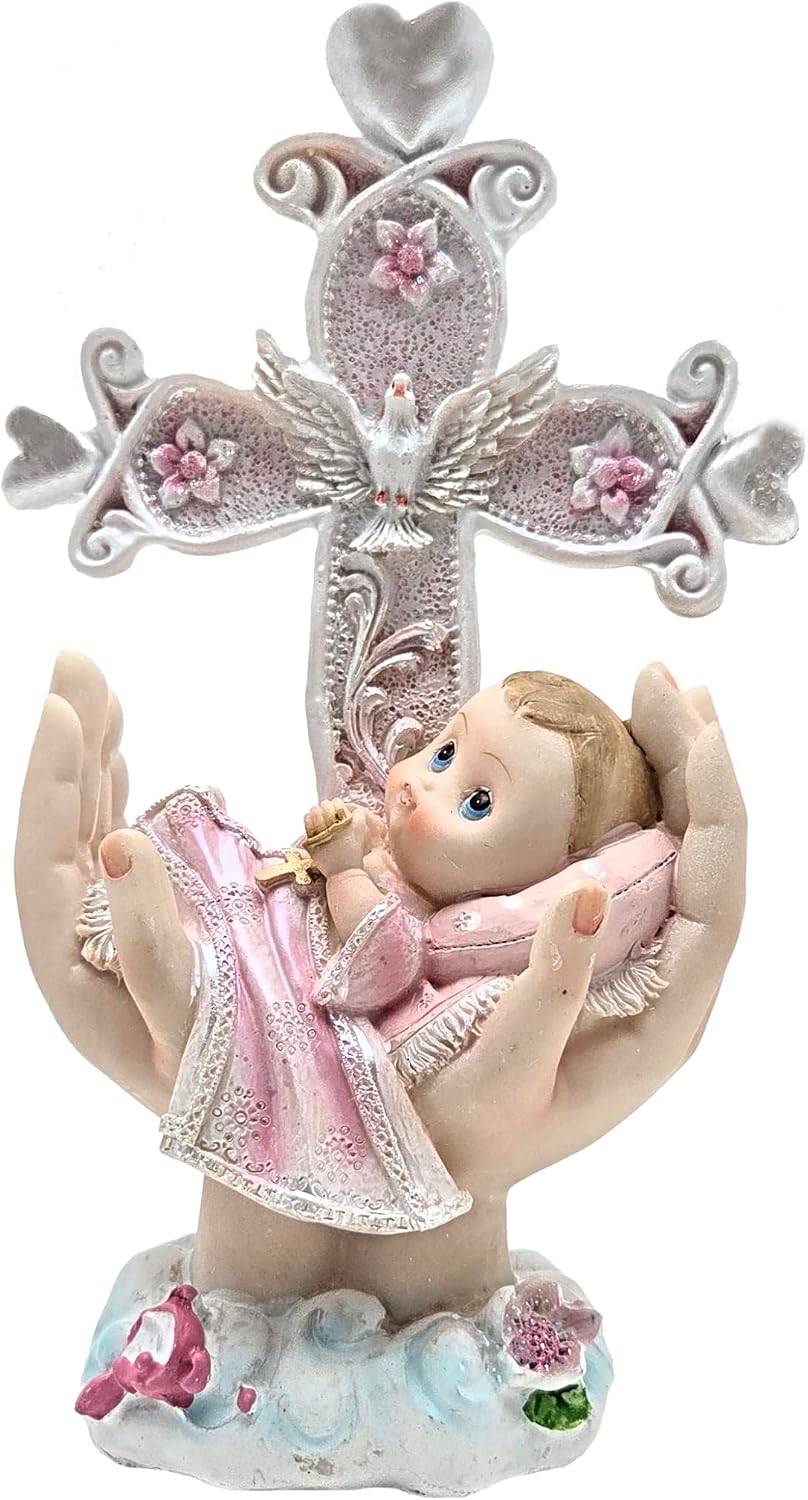 Party Favors Plus Polyresin Baby Girl Figurine Pink 8.5 Inch