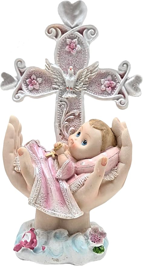 Party Favors Plus Polyresin Baby Girl Figurine Pink 8.5 Inch