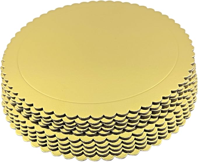 Party Favors Plus Gold Round Cake Boards Scalloped Edge Heavy Duty 12 Inch 5 Count