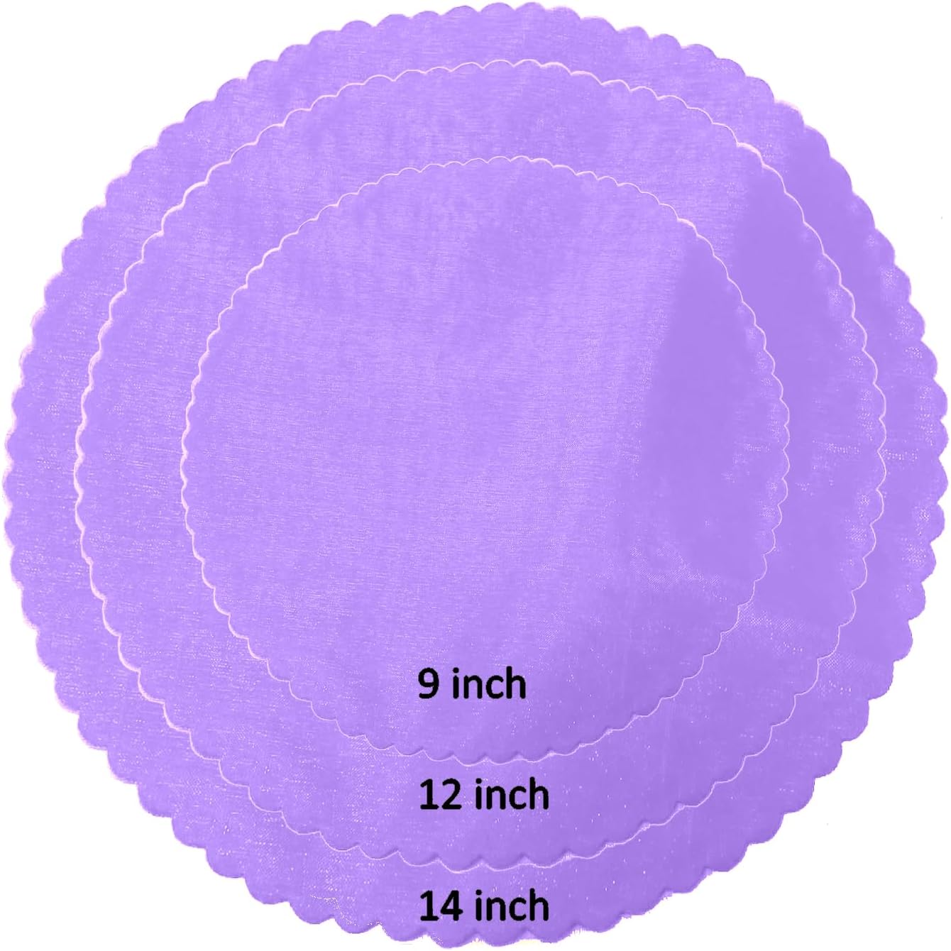 Party Favors Plus Lavender Organza Scalloped Circles 14in 50 Count