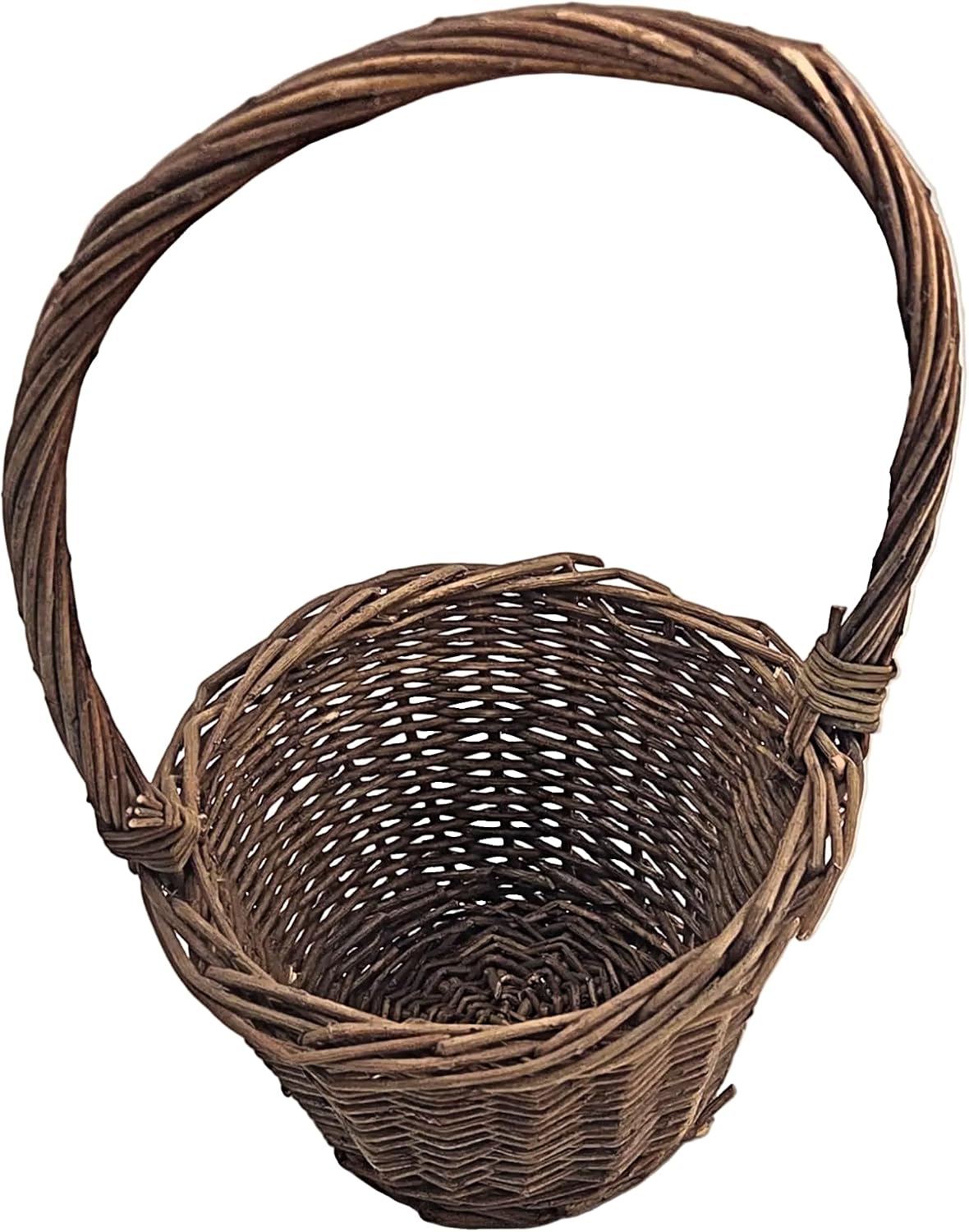 Rustic Brown Woven Willow Basket with Tall Overhead Handle, 1 Piece