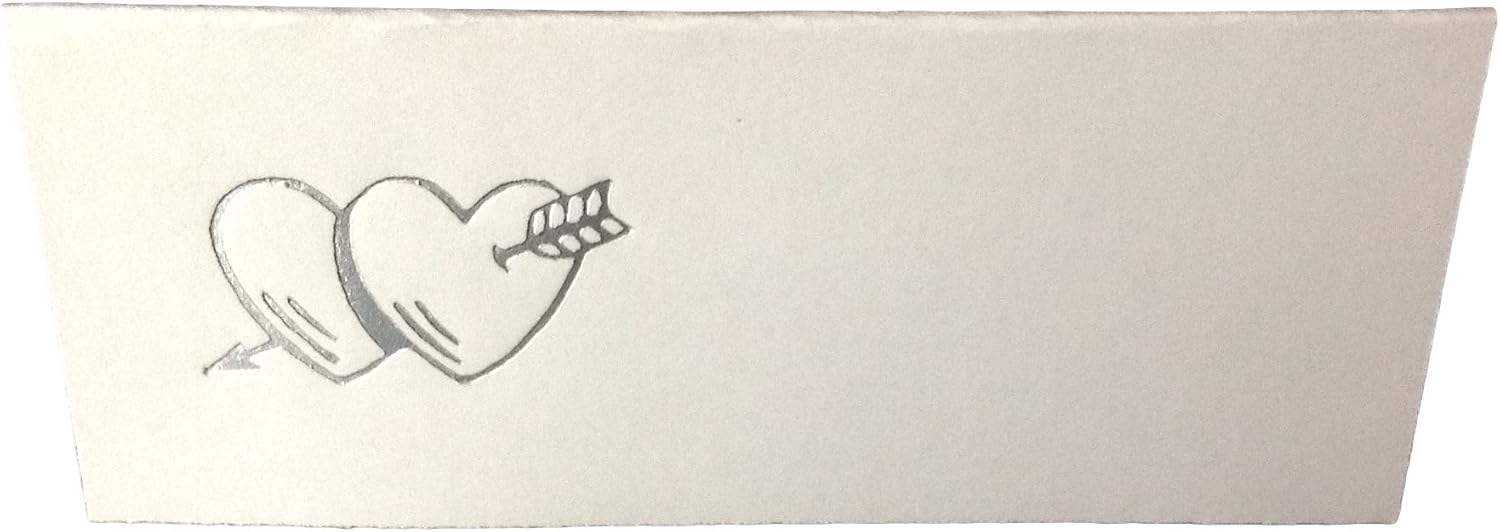 Party Favors Plus Silver Hearts Arrow Tent Style White Place Cards 100 Count