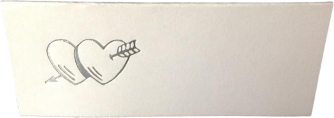 Party Favors Plus Silver Hearts Arrow Tent Style White Place Cards 100 Count