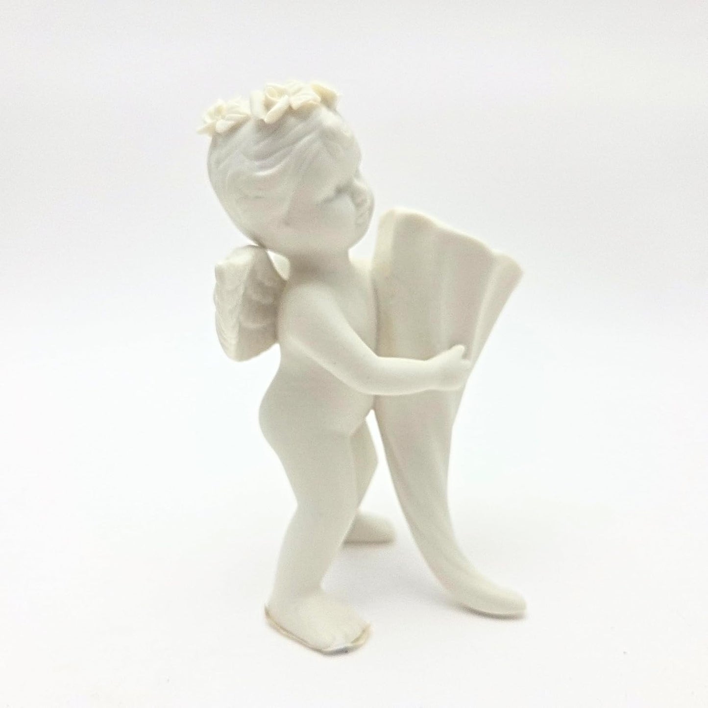 Party Favors Plus Off White Ceramic Angel Figurine with Cornucopia 5.5 Inch