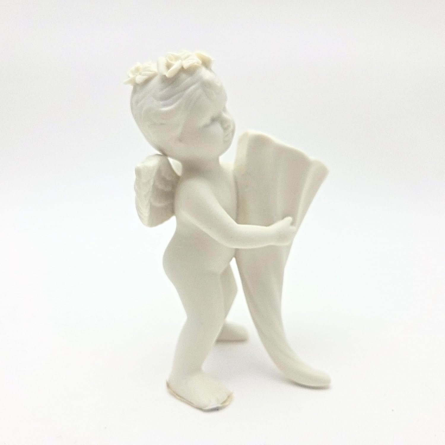 Party Favors Plus Off White Ceramic Angel Figurine with Cornucopia 5.5 Inch