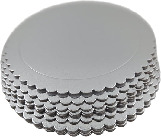Party Favors Plus Round Cake Board Silver Scalloped Edge Cardboard 10 Inch Pack of 5