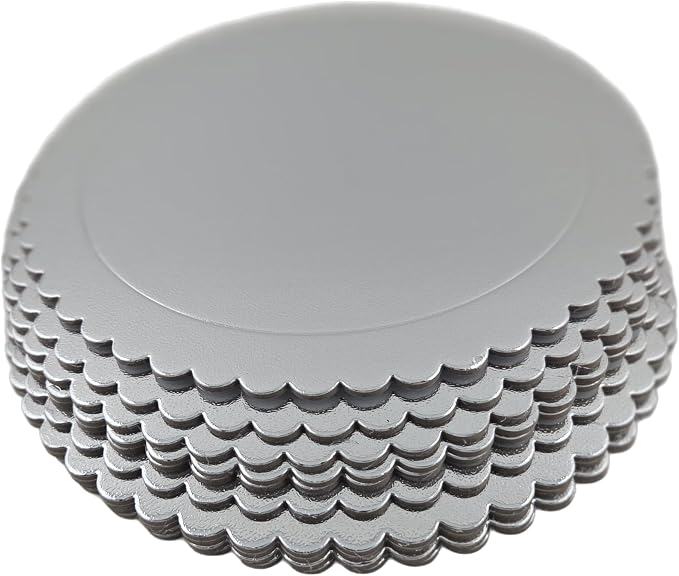 Party Favors Plus Round Cake Board Silver Scalloped Edge Cardboard 10 Inch Pack of 5