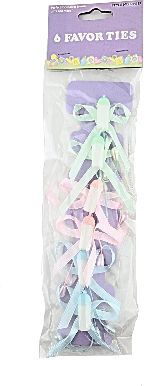 Party Favors Plus Baby Shower Favor Ties Pastel Mint Pink Blue 1 Inch Bottle Charms 6 Pack