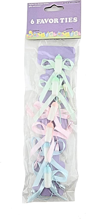 Party Favors Plus Baby Shower Favor Ties Pastel Mint Pink Blue 1 Inch Bottle Charms 6 Pack