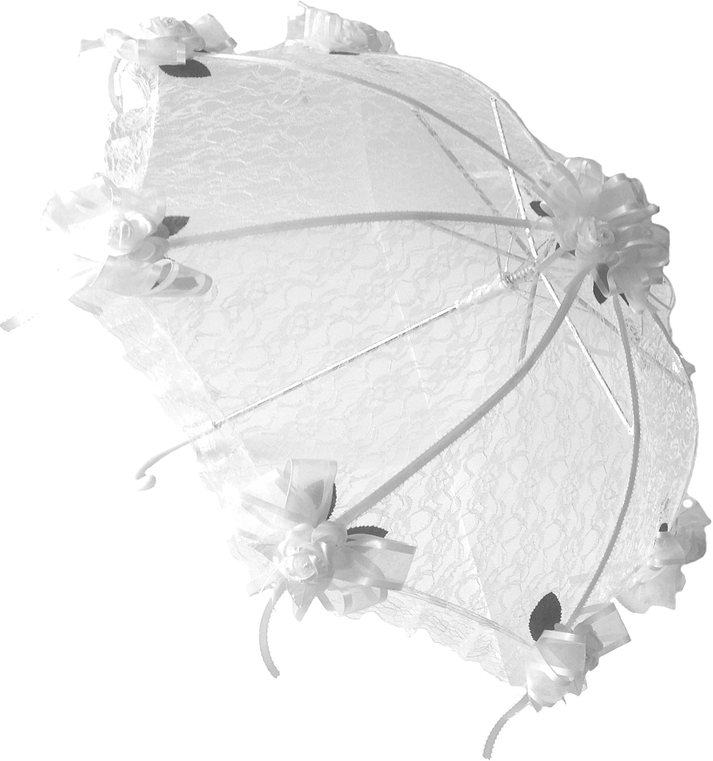Party Favors Plus Decorated Bridal Shower Wedding Umbrella Parasol 36" White Roses