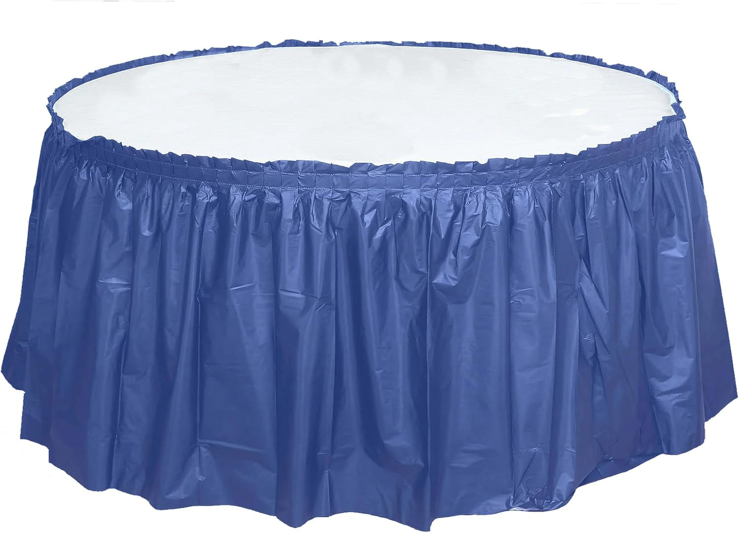 Party Favors Plus Navy Blue Plastic Tablecloth 84 Inch Round with 2 Table Skirts 3 Piece Set