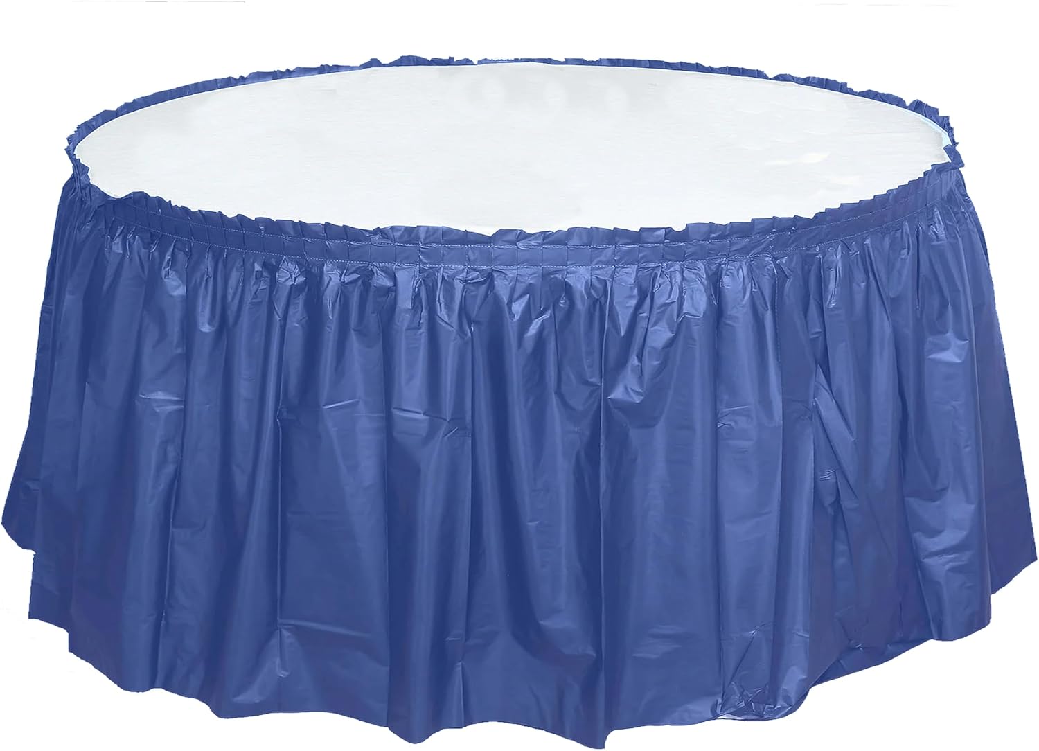 Party Favors Plus Navy Blue Plastic Tablecloth 84 Inch Round with 2 Table Skirts 3 Piece Set