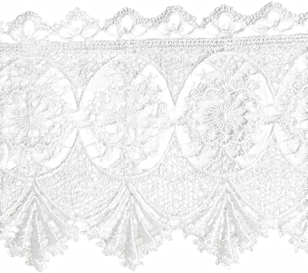 Italian Lace Trim Scalloped Circle Pattern White 4 yd x 15cm
