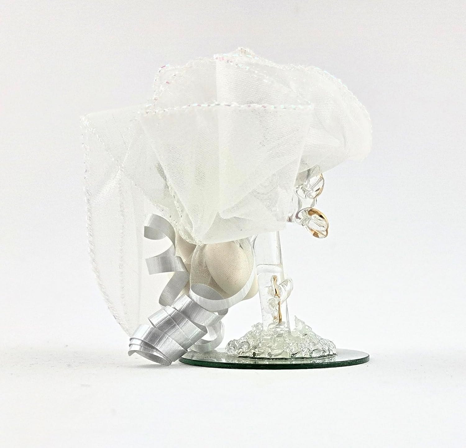 Party Favors Plus Crystal Cross Figurine Favor Tulle Ribbon Mirrored Base 2.5 Inch
