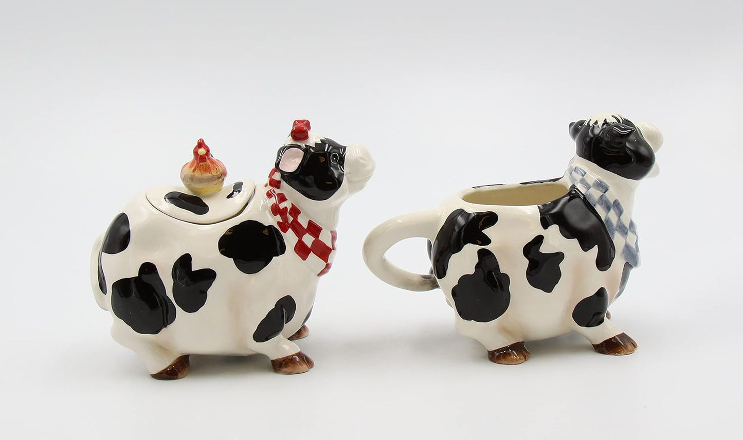 Appletree Design Barn Yard Cow Sugar and Creamer Set 4-3/8" H