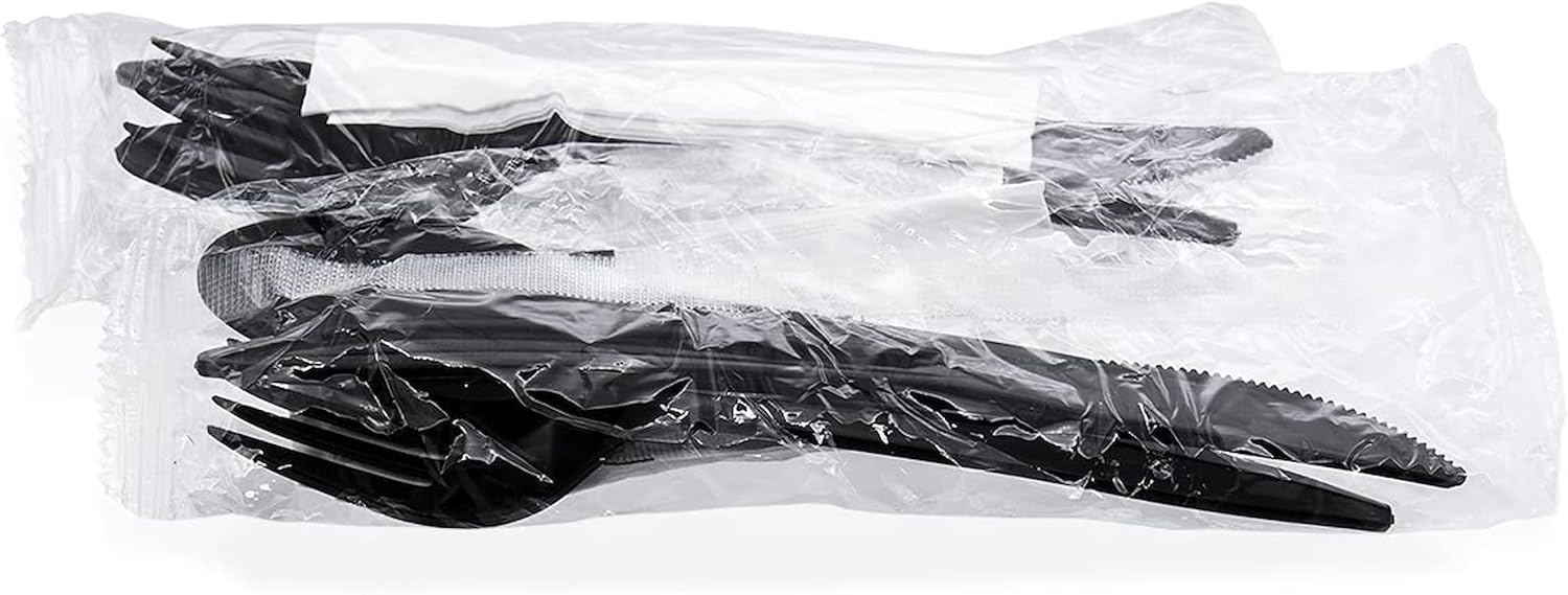 Party Favors Plus Black Plastic Cutlery Set 25 Count
