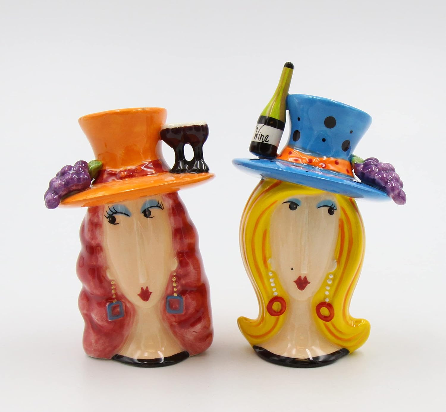 Cosmos Gifts Fine Ceramic Let's Have Some Wine Salt & Pepper Shakers Set 4-1/2" H