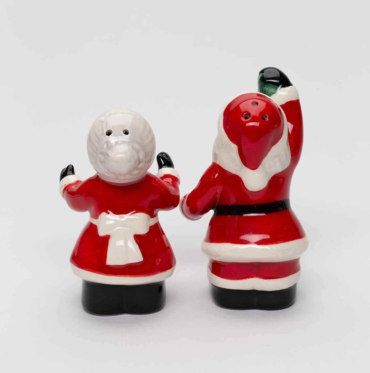 Cosmos Gifts Fine Ceramic Interracial Mr. & Mrs. Santa Salt & Pepper Shakers Set 3-5/8" H