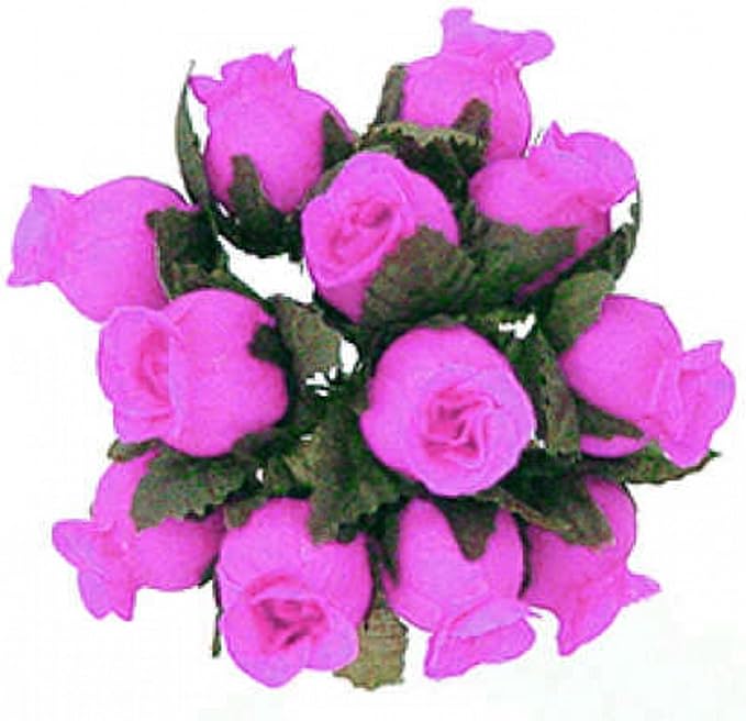144 Miniature Poly Rose Silk Favor Flower Pick Wedding Shower - Fuchsia