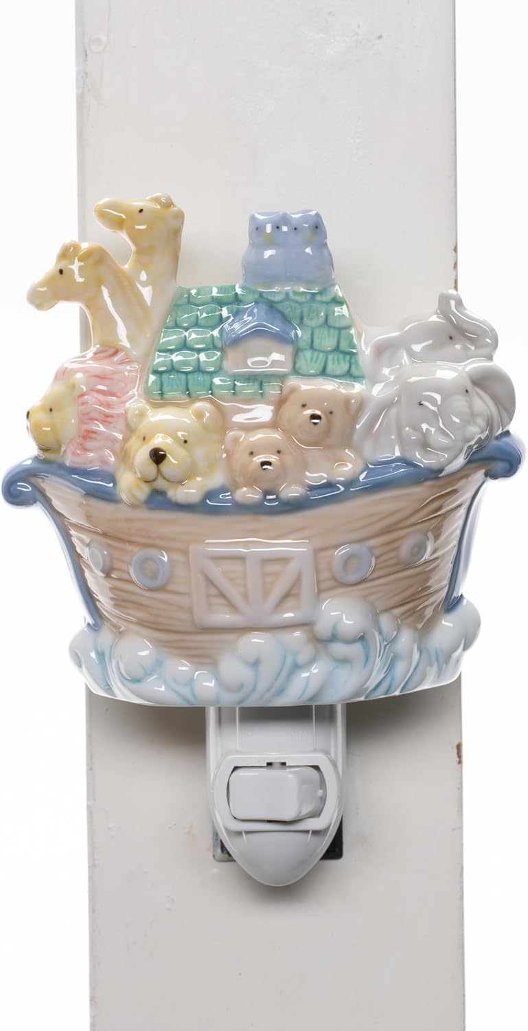 Cosmos Gifts Fine Porcelain Noah's Ark Plug-In Night Light 5-1/2" H