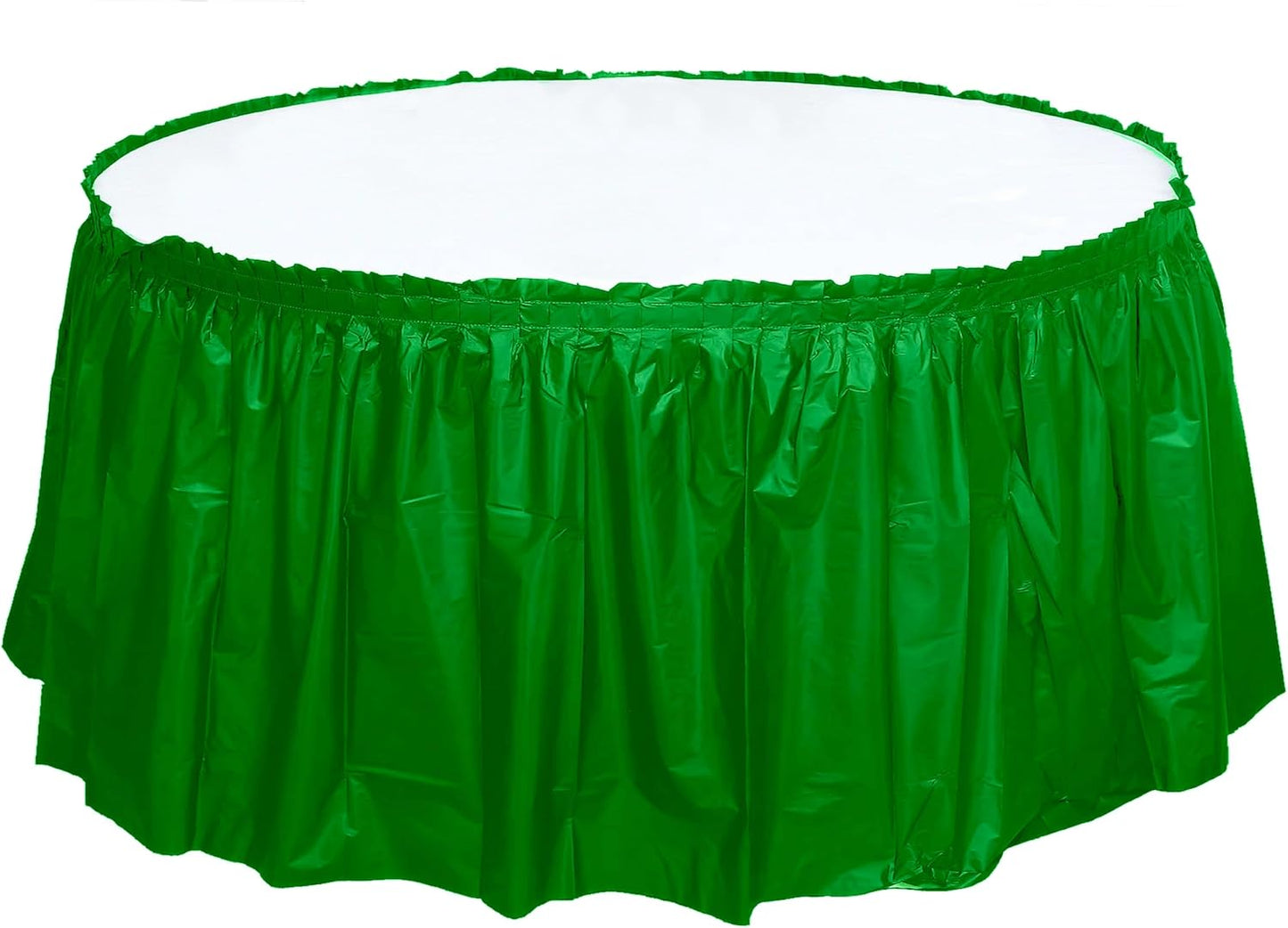Party Favors Plus Green Plastic Tablecloth 84 Inch Round with 2 Table Skirts 3 Piece Set