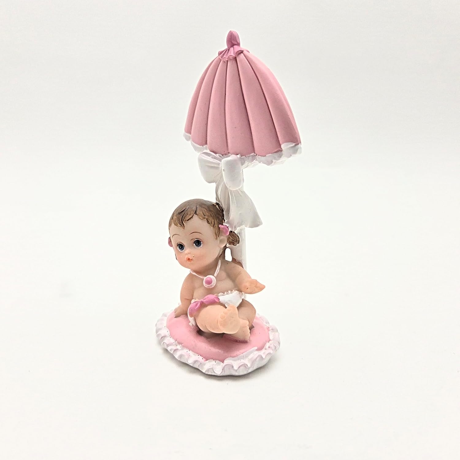 Party Favors Plus Multicolor Polyresin Baby Girl Figurine with Umbrella 4 Inch Set of 2
