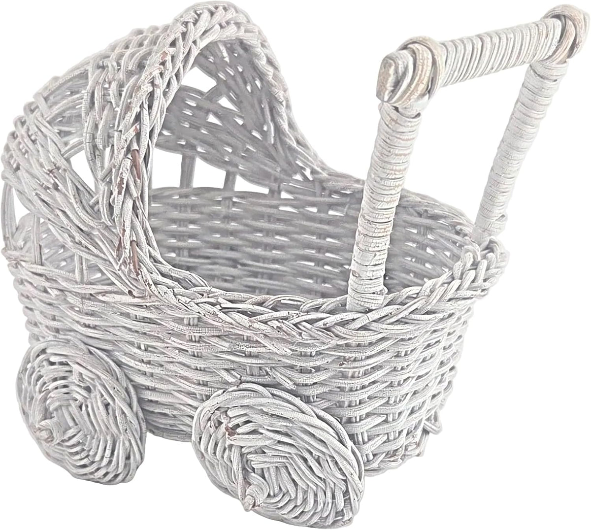 White Wicker Baby Stroller Baskets, 1 Piece