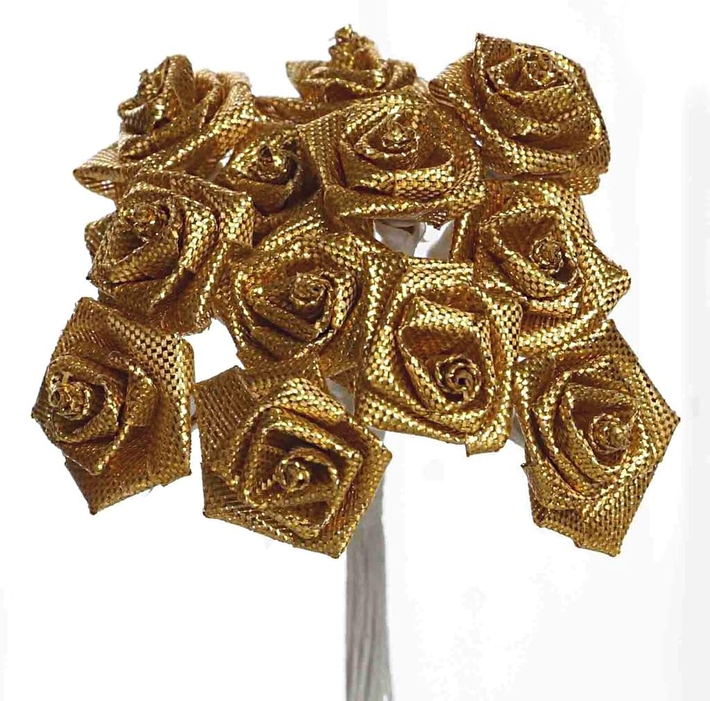 Party Favors Plus Gold Mini Wrap Rose Wedding Flower Pick 144 Count