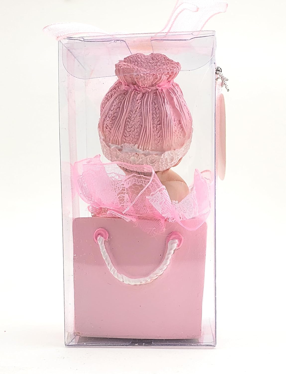 Party Favors Plus Pink White Polyresin Baby Girl in Bag Figurine 3.75 Inch Set of 2