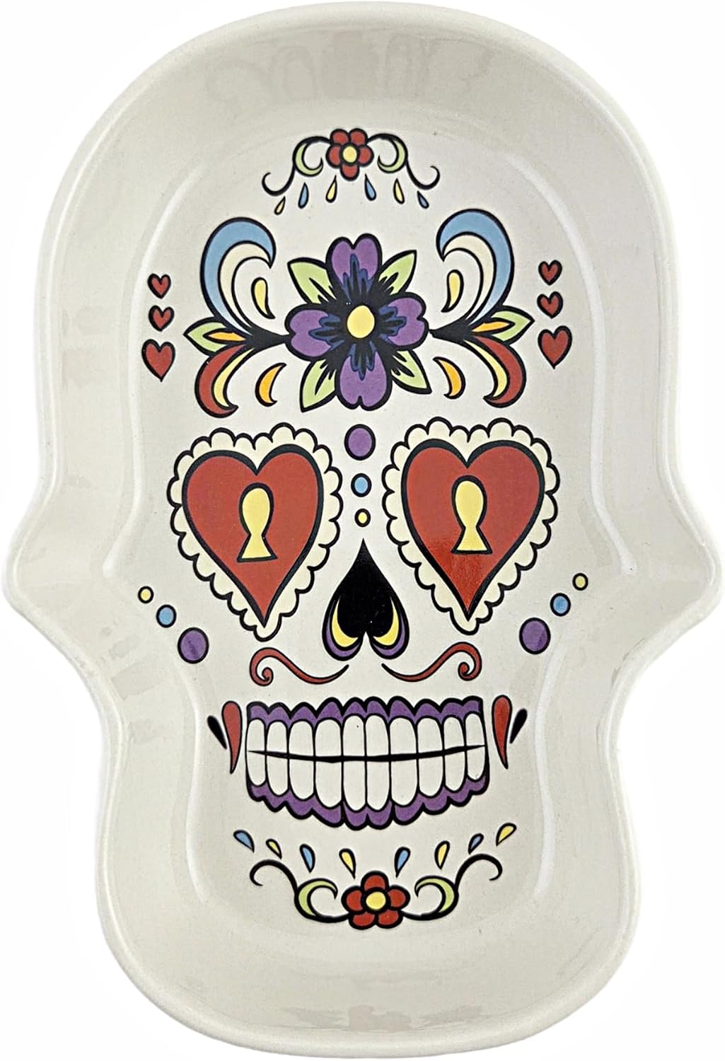 Party Favors Plus Heart Eyes Skull Ceramic Bowl 8 X 5 X 1.75 In