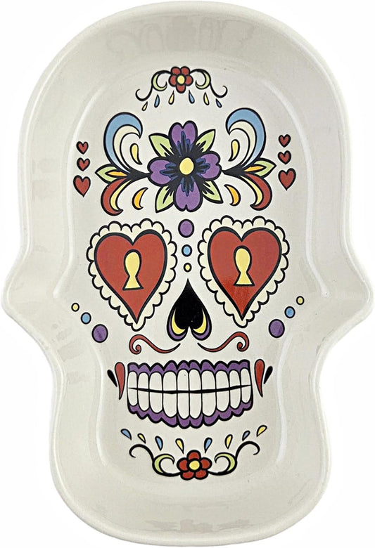Party Favors Plus Heart Eyes Skull Ceramic Bowl 8 X 5 X 1.75 In