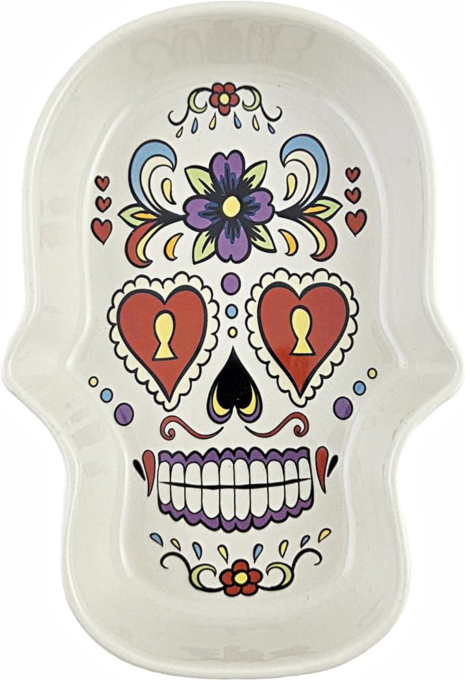 Party Favors Plus Heart Eyes Skull Ceramic Bowl 8 X 5 X 1.75 In