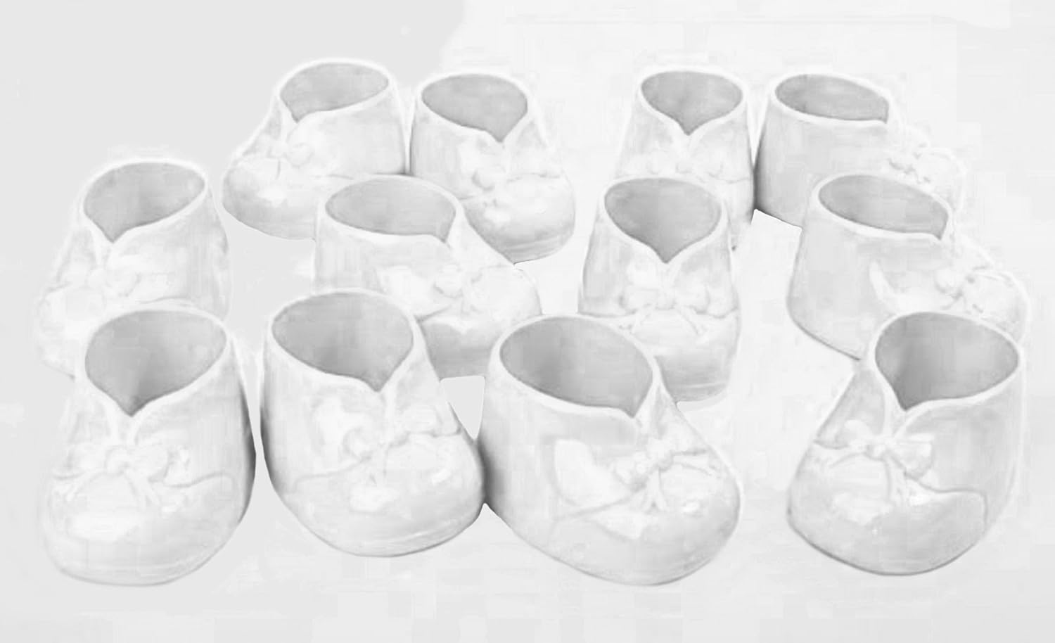 Party Favors Plus White Plastic Baby Booties Candy Holders 2.25 Inches 12 Count