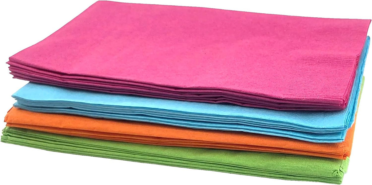 Assorted Neon Brights 2-Ply Paper Dinner Napkins, 24 Pieces