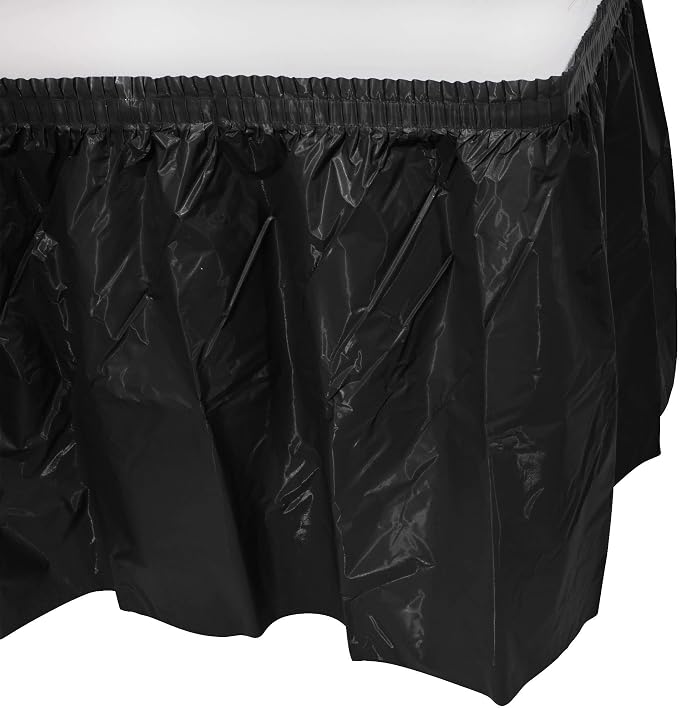 Party Favors Plus Black Plastic Table Skirts 29 in x 13 Ft