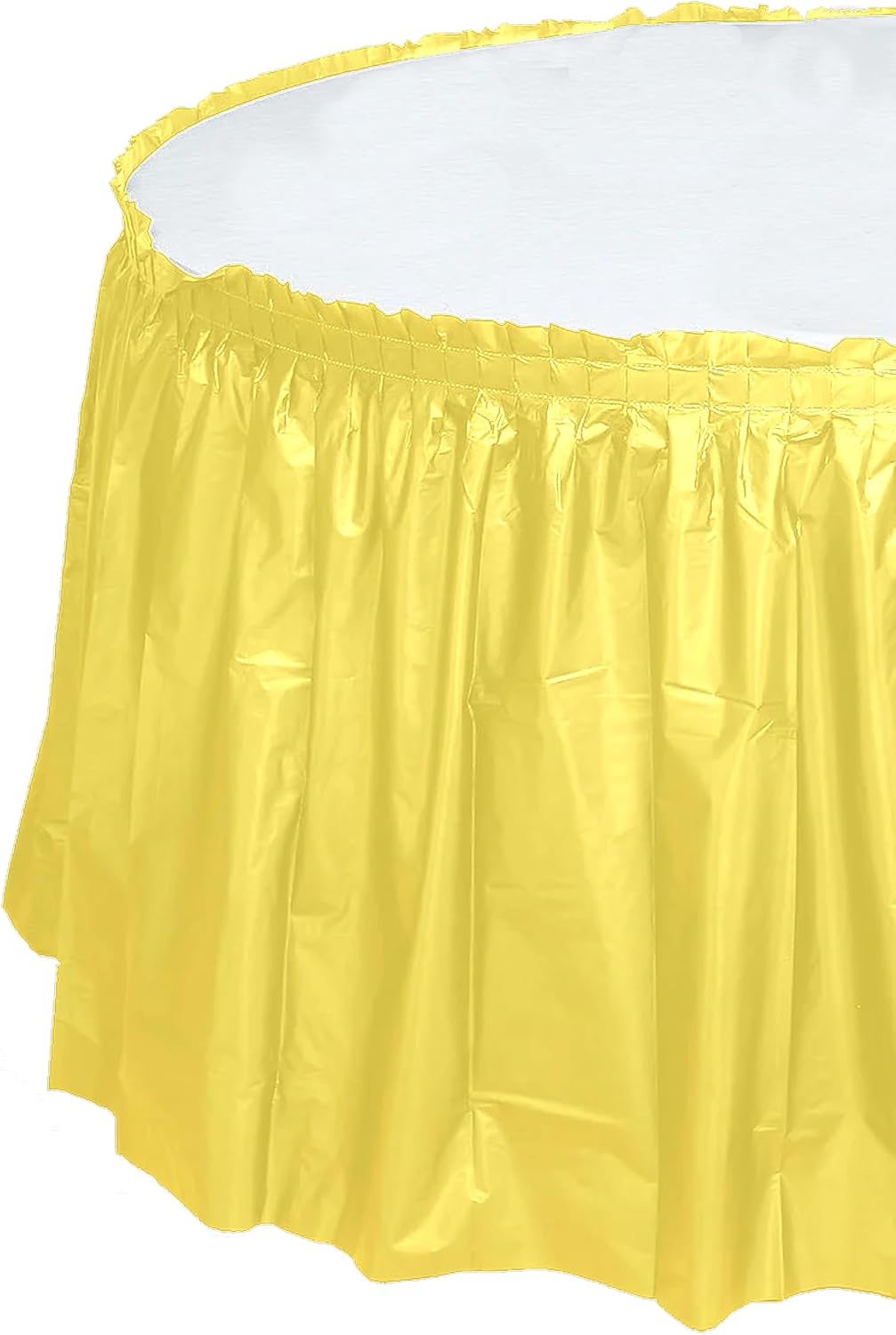 Party Favors Plus Yellow Plastic Tablecloth 84 Inch Round with 2 Table Skirts 3 Piece Set