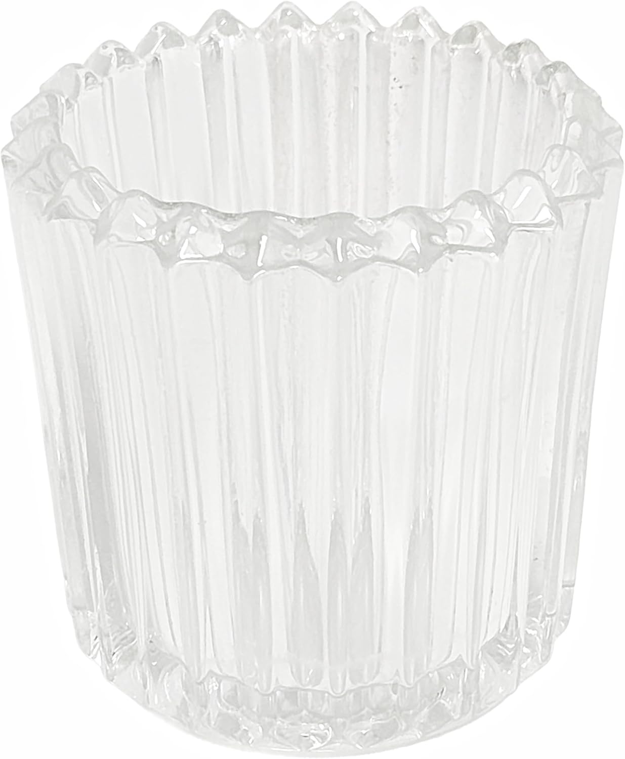 Party Favors Plus Triple Glass Votive Tealight Holder Clear Ribbed 2.5x2.5 Inch Metal Stand