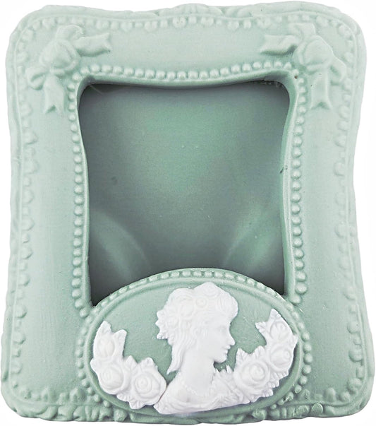 Party Favors Plus Sage Green Ceramic Cameo Picture Frame Baroque Ornate Floral 5x4 Inch