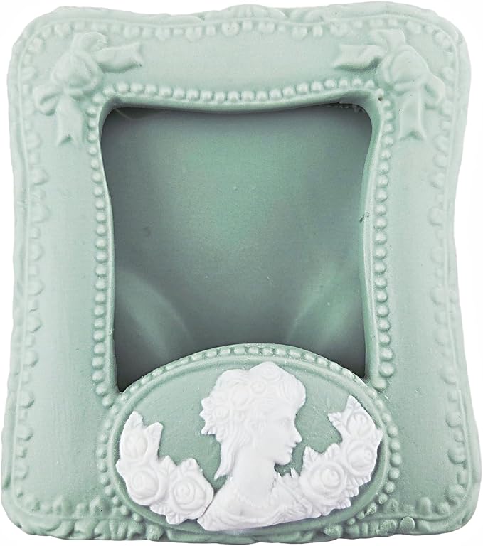 Party Favors Plus Sage Green Ceramic Cameo Picture Frame Baroque Ornate Floral 5x4 Inch