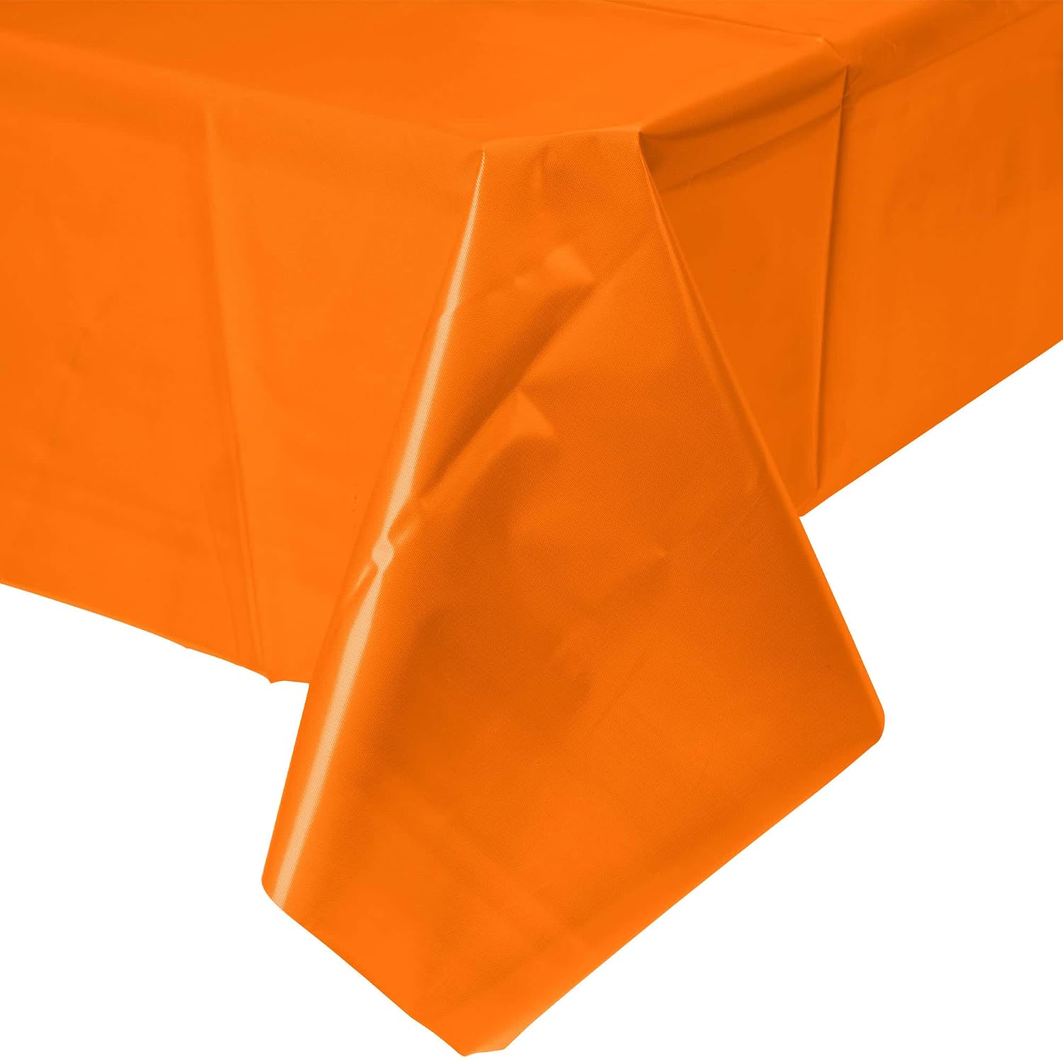 Party Favors Plus Orange Plastic Tablecloth 54x108 Inch with Table Skirt 2 Piece Set
