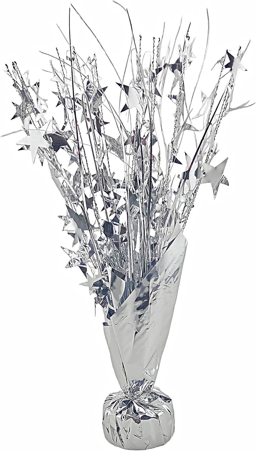 Silver Star Balloon Weight Centerpieces, 2 Pieces
